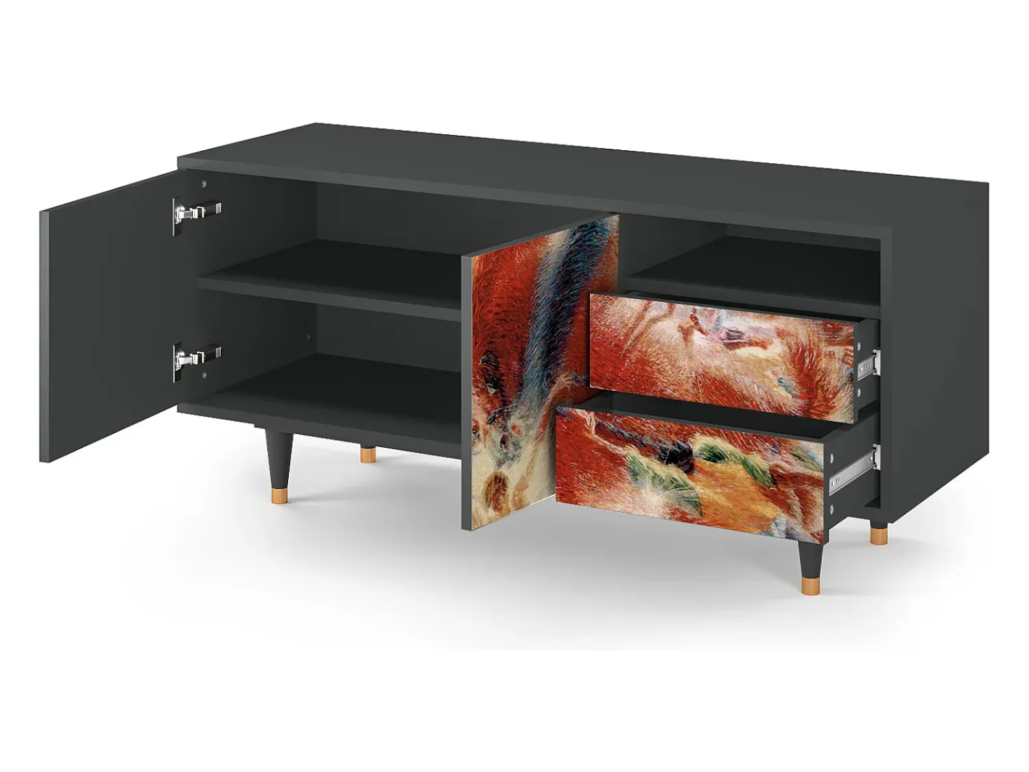 Móvel De Tv| Mueble de TV - 125х56х41 cm - T7 - The City Rises, Antracite Cinza antracite
