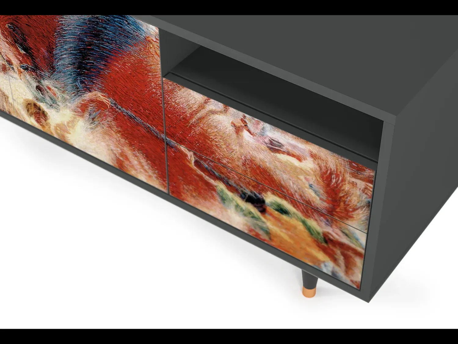 Móvel De Tv| Mueble de TV - 125х56х41 cm - T7 - The City Rises, Antracite Cinza antracite