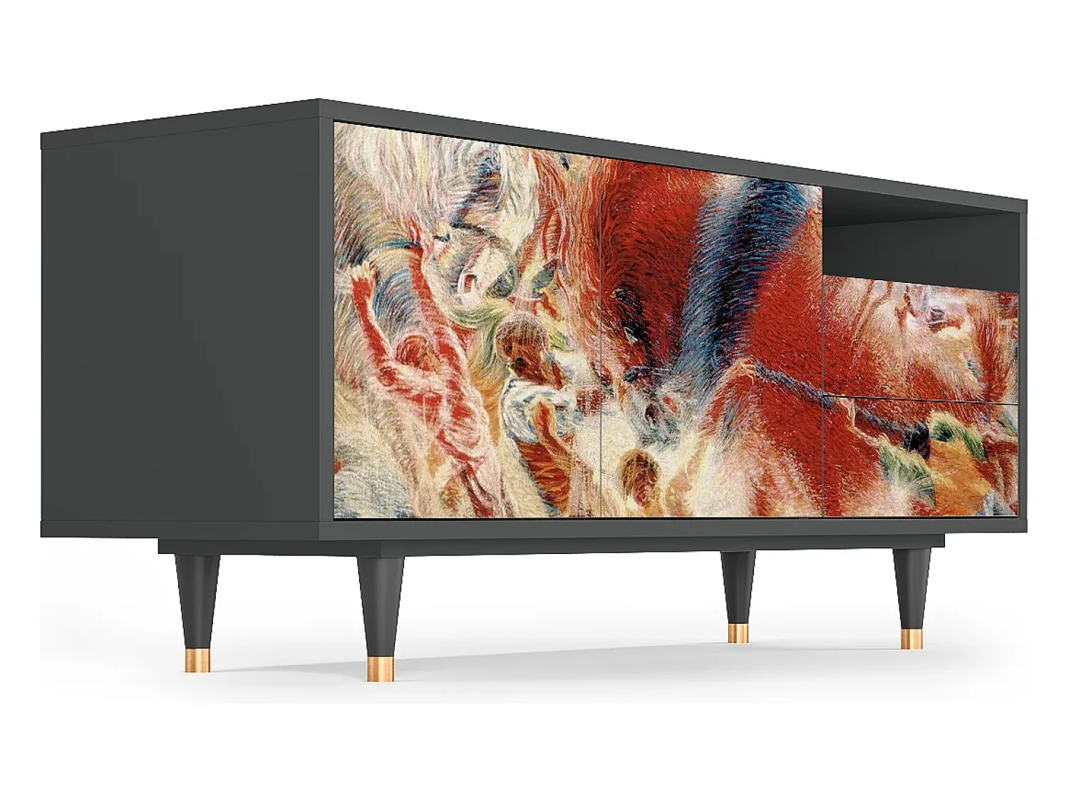 Móvel De Tv| Mueble de TV - 125х56х41 cm - T7 - The City Rises, Antracite Cinza antracite