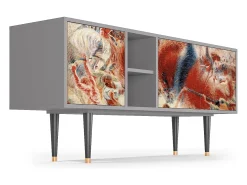 Móvel De Tv| Mueble de TV - 150х69х41 cm - T5 - The City Rises, Cinza Cinzento