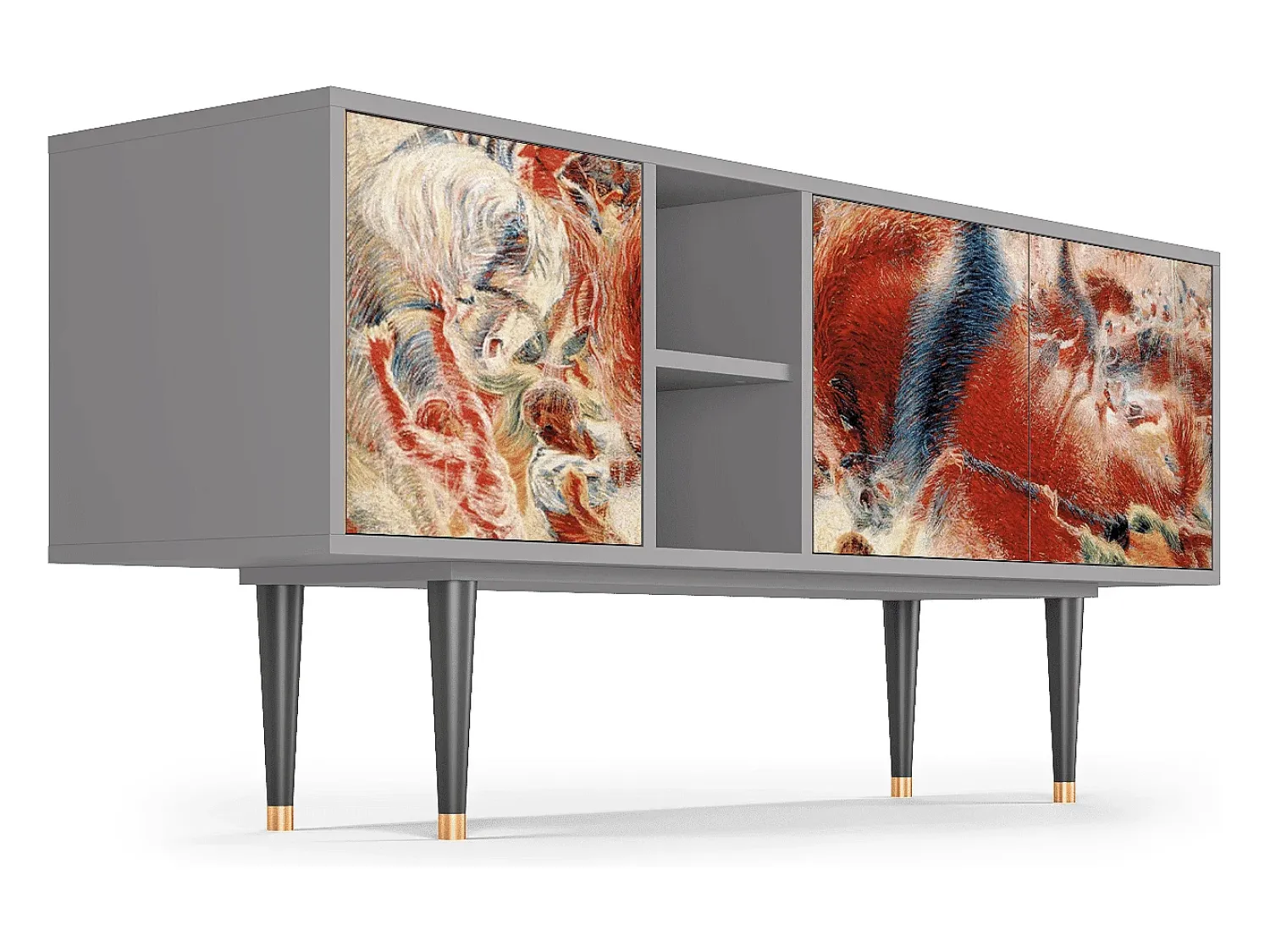 Móvel De Tv| Mueble de TV - 150х69х41 cm - T5 - The City Rises, Cinza Cinzento