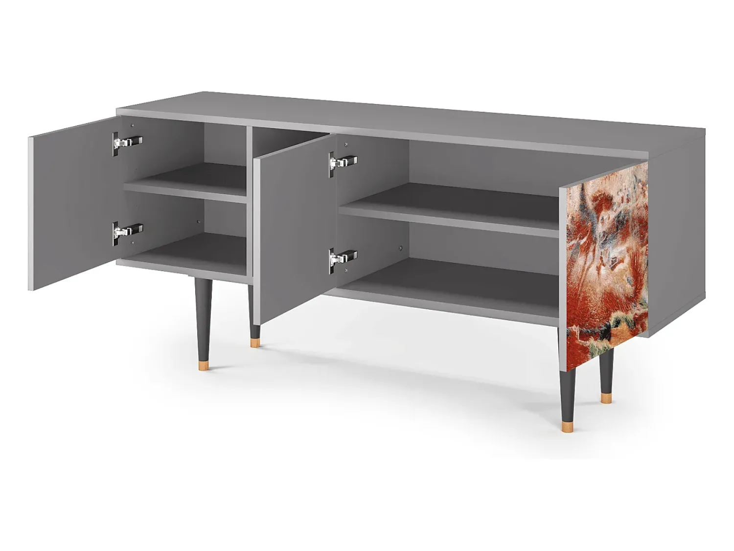 Móvel De Tv| Mueble de TV - 150х69х41 cm - T5 - The City Rises, Cinza Cinzento