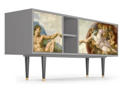 Discount Mueble de TV - 150х69х41 cm - T5 - The Creation of Adam, Cinza Cinzento