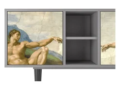 Discount Mueble de TV - 150х69х41 cm - T5 - The Creation of Adam, Cinza Cinzento