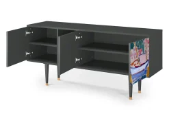 New Mueble de TV - 150х69х41 cm - T5 - The Port of Collioure , Antracite Cinza antracite