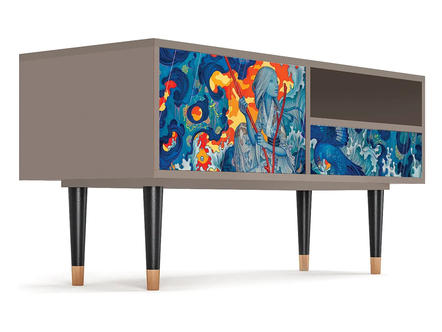 Móvel De Tv| Mueble de TV - 115х59х48 cm - T3 - The Girl - James Jean, Latte Bege