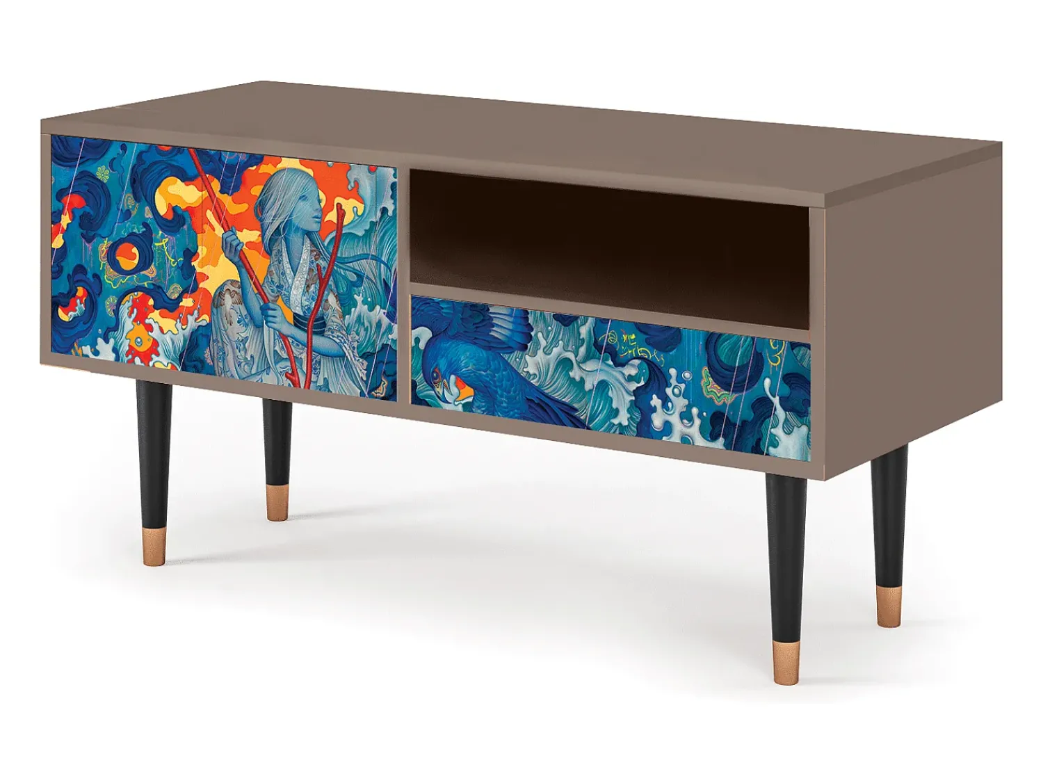 Móvel De Tv| Mueble de TV - 115х59х48 cm - T3 - The Girl - James Jean, Latte Bege