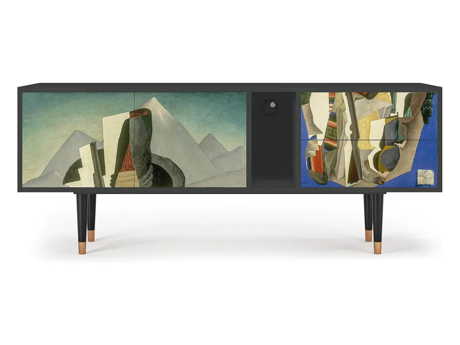 Hot Mueble de TV - 170х69х48 cm - T1 - The Cubist Paintings , Antracite Cinza antracite
