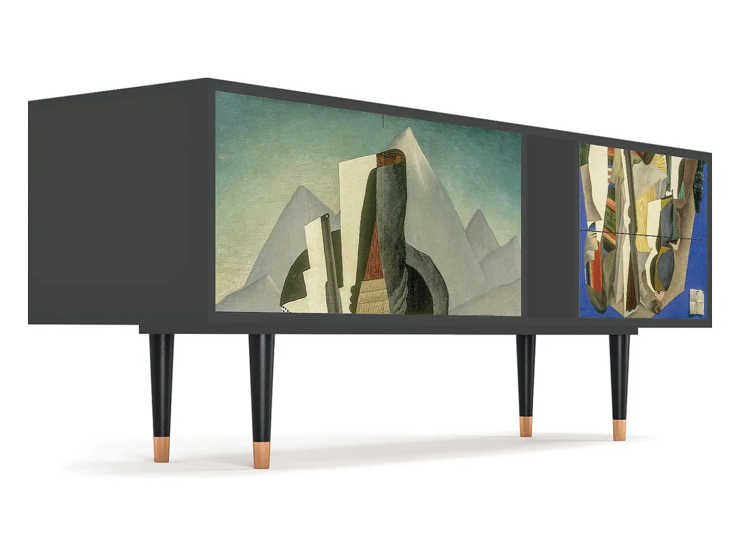 Hot Mueble de TV - 170х69х48 cm - T1 - The Cubist Paintings , Antracite Cinza antracite