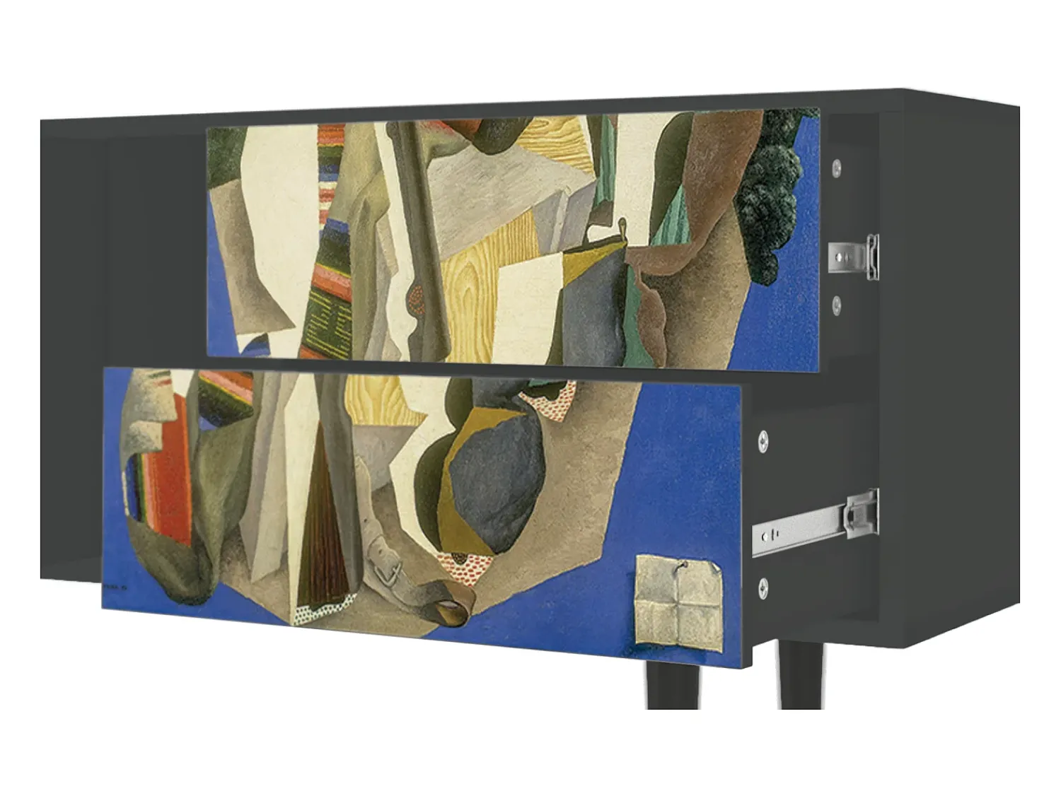 Hot Mueble de TV - 170х69х48 cm - T1 - The Cubist Paintings , Antracite Cinza antracite