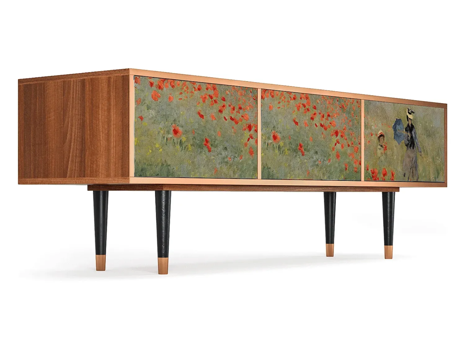 Móvel De Tv* Mueble de TV - 170х59х48 cm - T4 - The Poppy Field , Nogueira Castanho