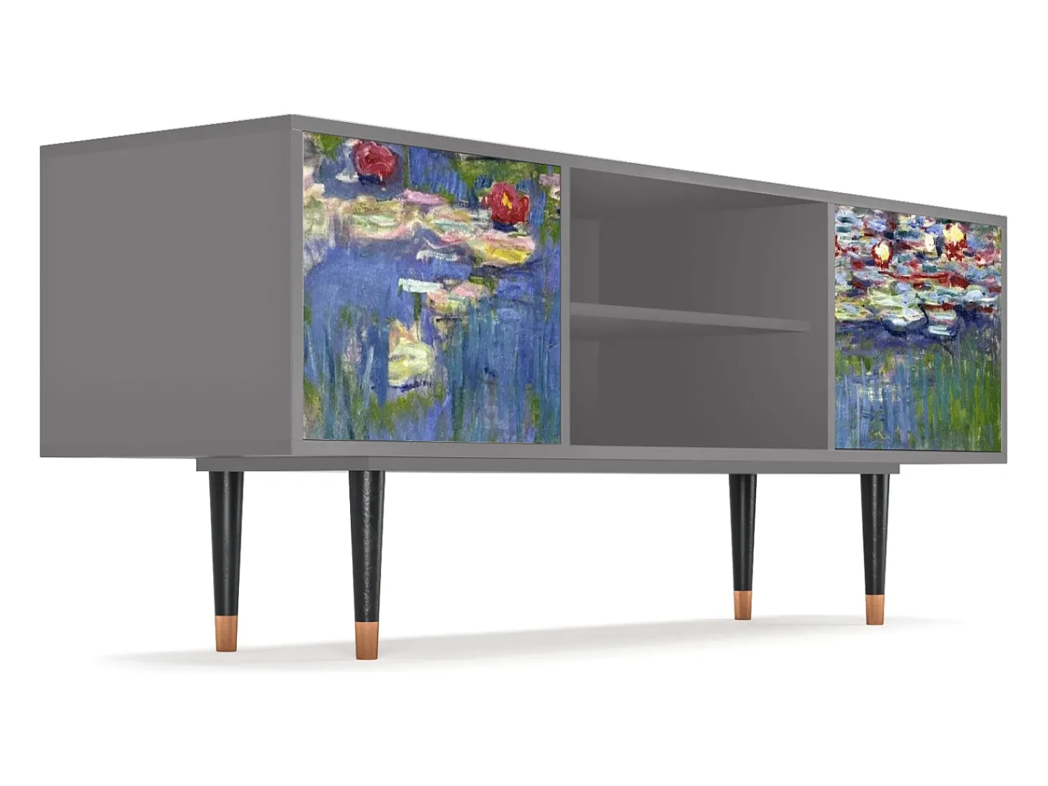 Móvel De Tv* Mueble de TV - 170х69х48 cm - T2 - The water lily pond , Cinza Cinzento