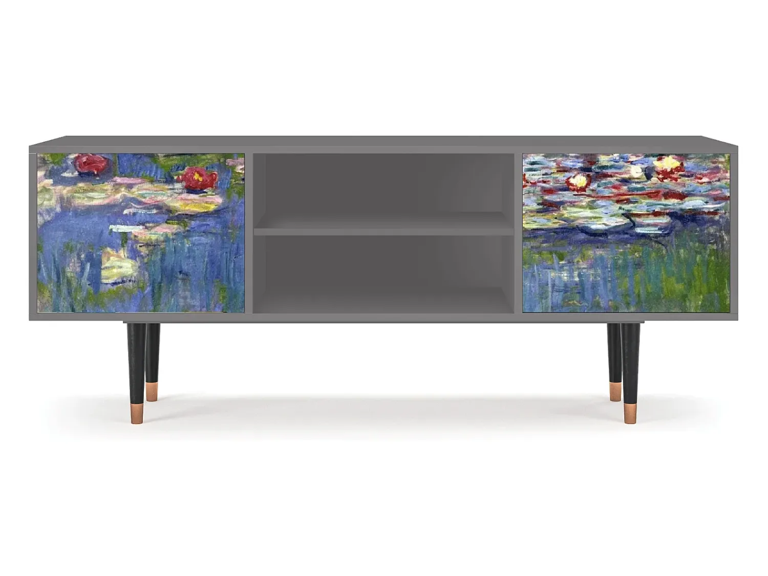 Móvel De Tv* Mueble de TV - 170х69х48 cm - T2 - The water lily pond , Cinza Cinzento