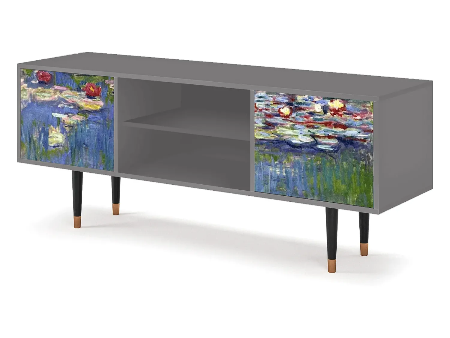 Móvel De Tv* Mueble de TV - 170х69х48 cm - T2 - The water lily pond , Cinza Cinzento