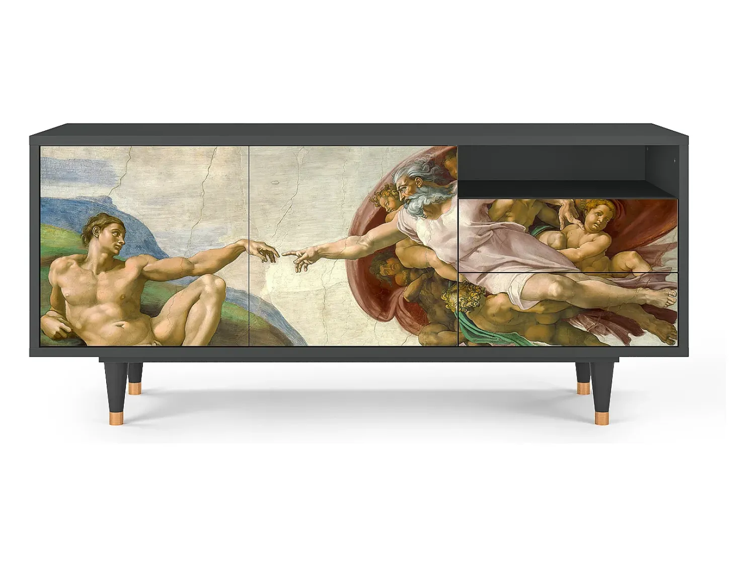 Móvel De Tv| Mueble de TV - 125х56х41 cm - T7 - The Creation of Adam, Antracite Cinza antracite