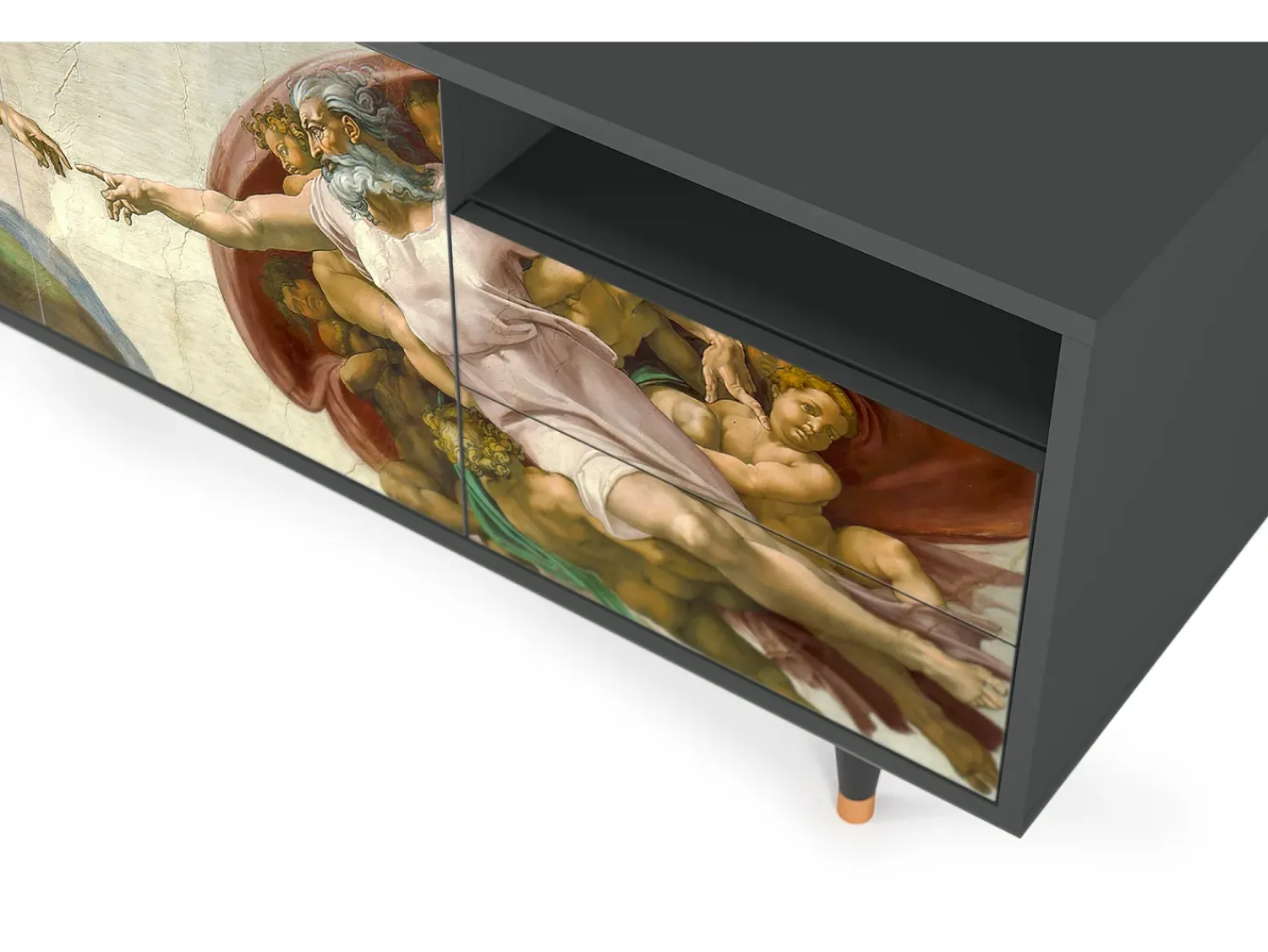 Móvel De Tv| Mueble de TV - 125х56х41 cm - T7 - The Creation of Adam, Antracite Cinza antracite