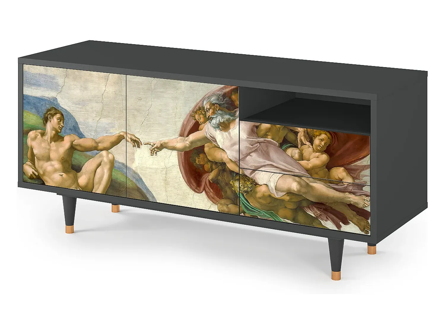 Móvel De Tv| Mueble de TV - 125х56х41 cm - T7 - The Creation of Adam, Antracite Cinza antracite