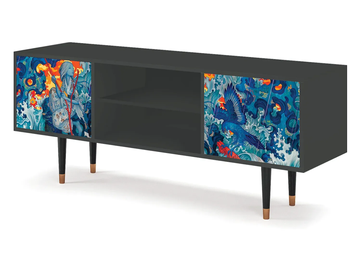 Móvel De Tv| Mueble de TV - 170х69х48 cm - T2 - The Girl - James Jean, Antracite Cinza antracite