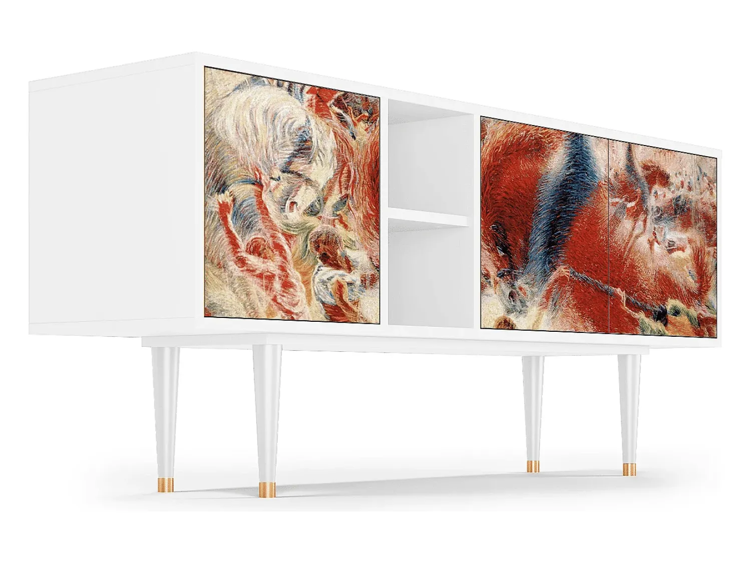Móvel De Tv* Mueble de TV - 150х69х41 cm - T5 - The City Rises, Branco Bege