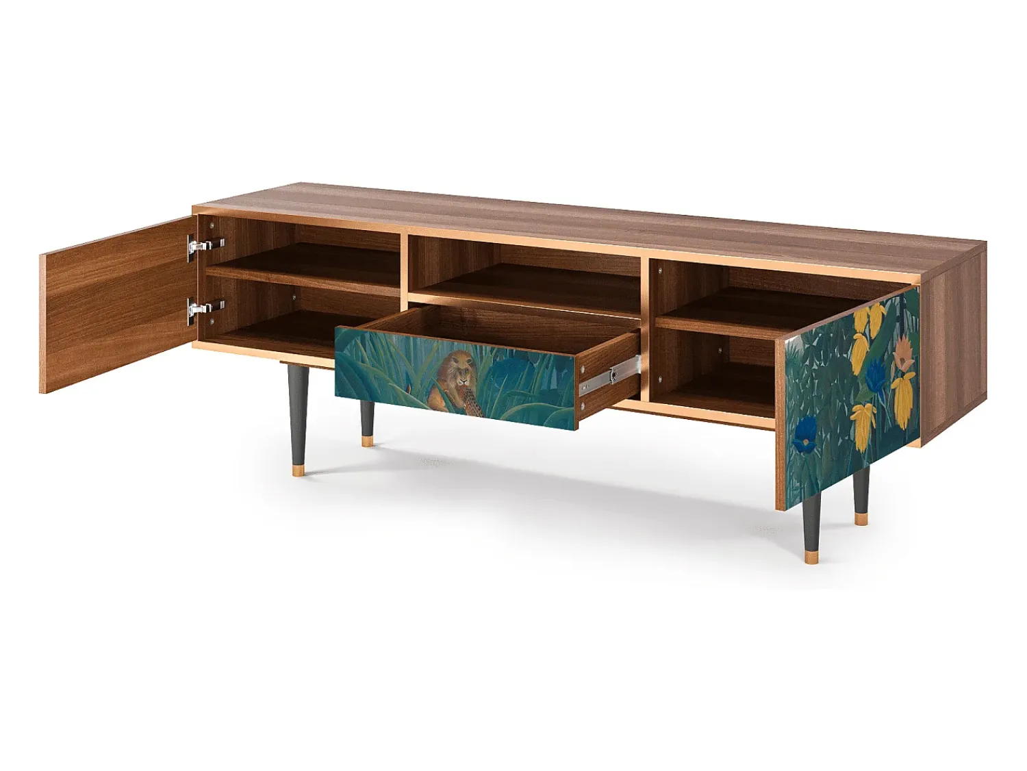 Móvel De Tv| Mueble de TV - 170х59х41 cm - T6 - The Repast of the Lion, Nogueira Castanho