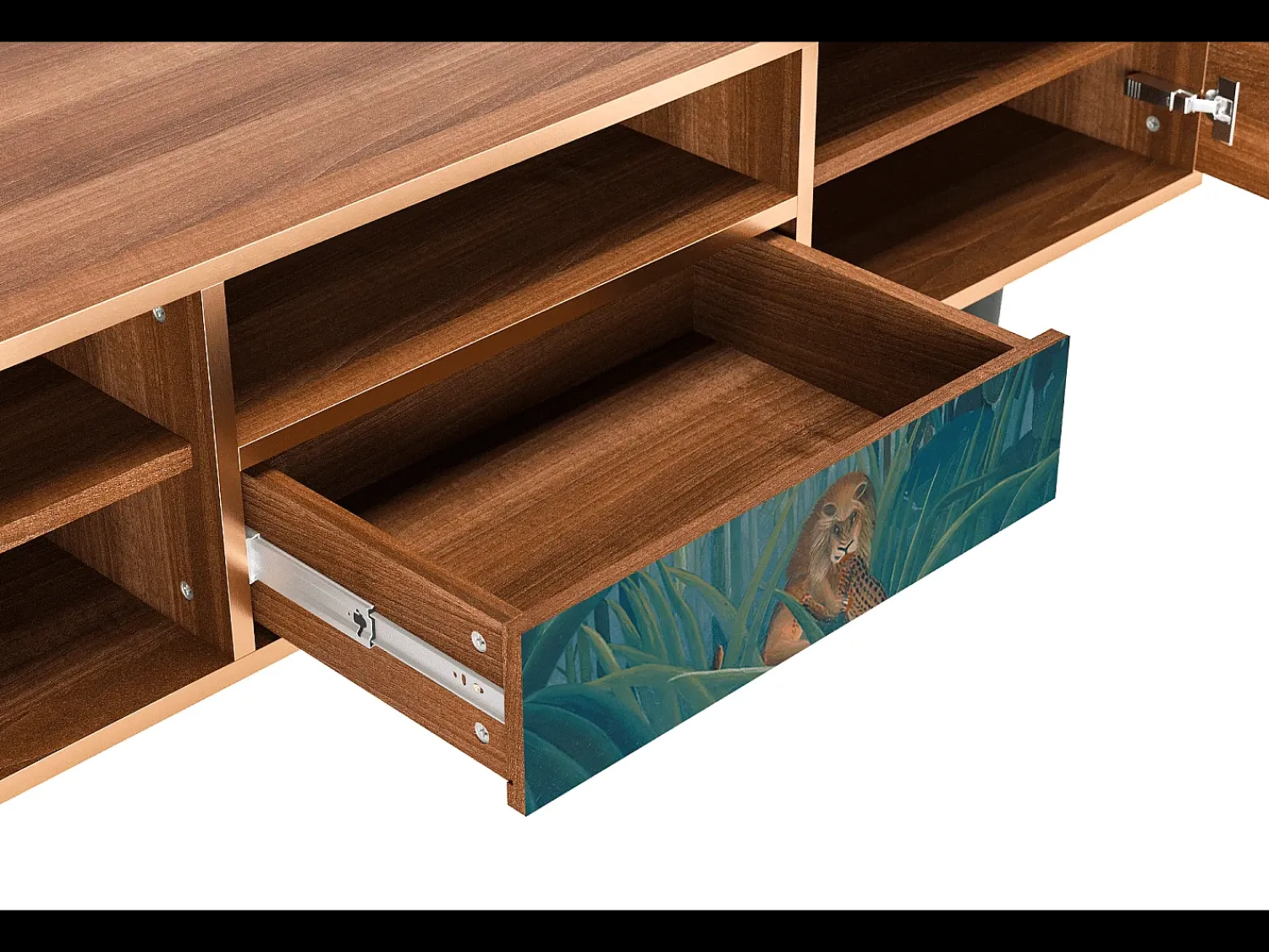 Móvel De Tv| Mueble de TV - 170х59х41 cm - T6 - The Repast of the Lion, Nogueira Castanho