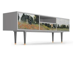 Móvel De Tv| Mueble de TV - 170х59х41 cm - T6 - The Poppy Field , Cinza Cinzento