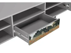 Móvel De Tv| Mueble de TV - 170х59х41 cm - T6 - The Poppy Field , Cinza Cinzento