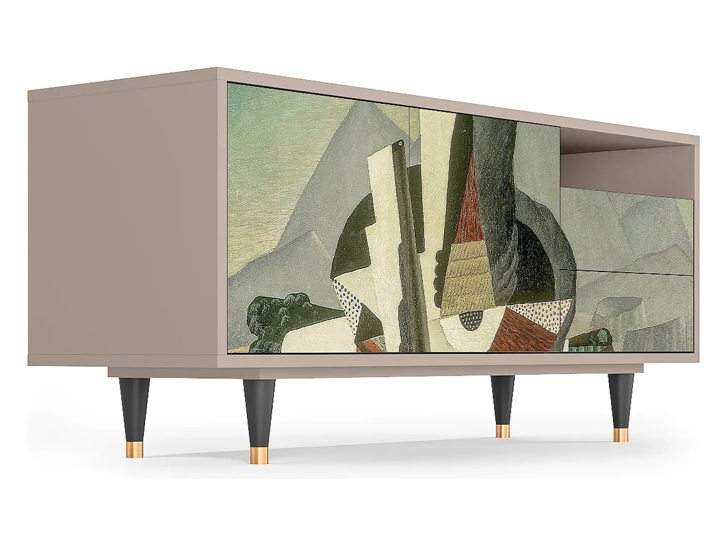 Móvel De Tv* Mueble de TV - 125х56х41 cm - T7 - The Cubist Paintings , Latte Bege