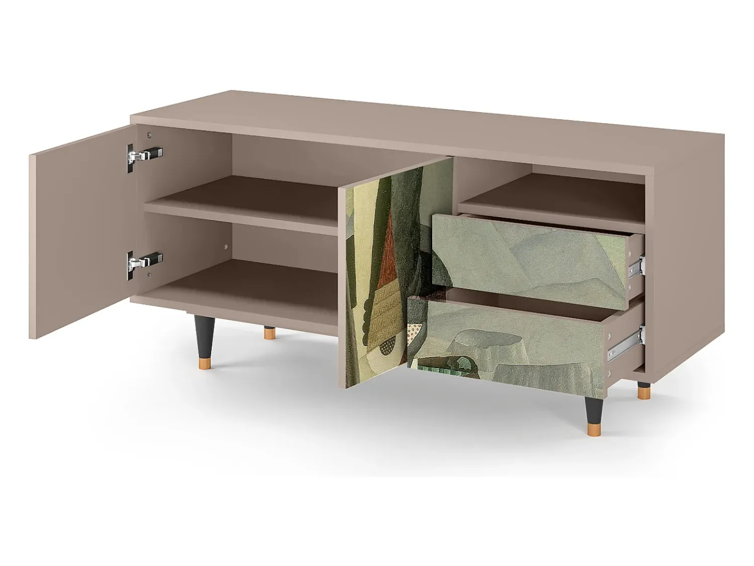 Móvel De Tv* Mueble de TV - 125х56х41 cm - T7 - The Cubist Paintings , Latte Bege