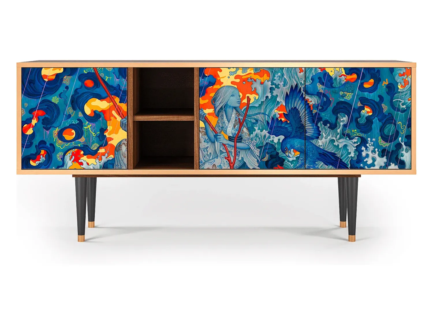 Clearance Mueble de TV - 150х69х41 cm - T5 - The Girl - James Jean, Nogueira Castanho