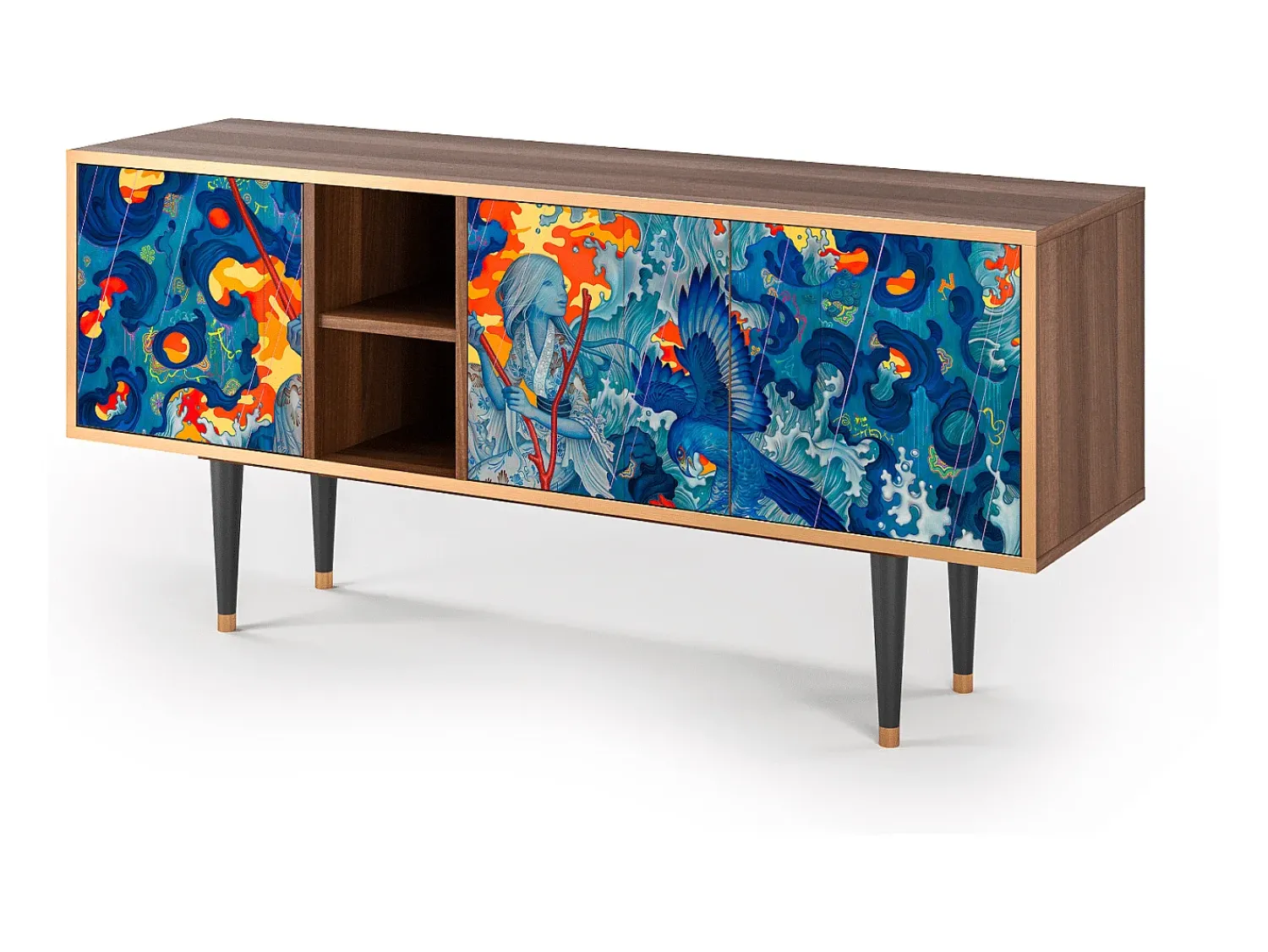 Clearance Mueble de TV - 150х69х41 cm - T5 - The Girl - James Jean, Nogueira Castanho