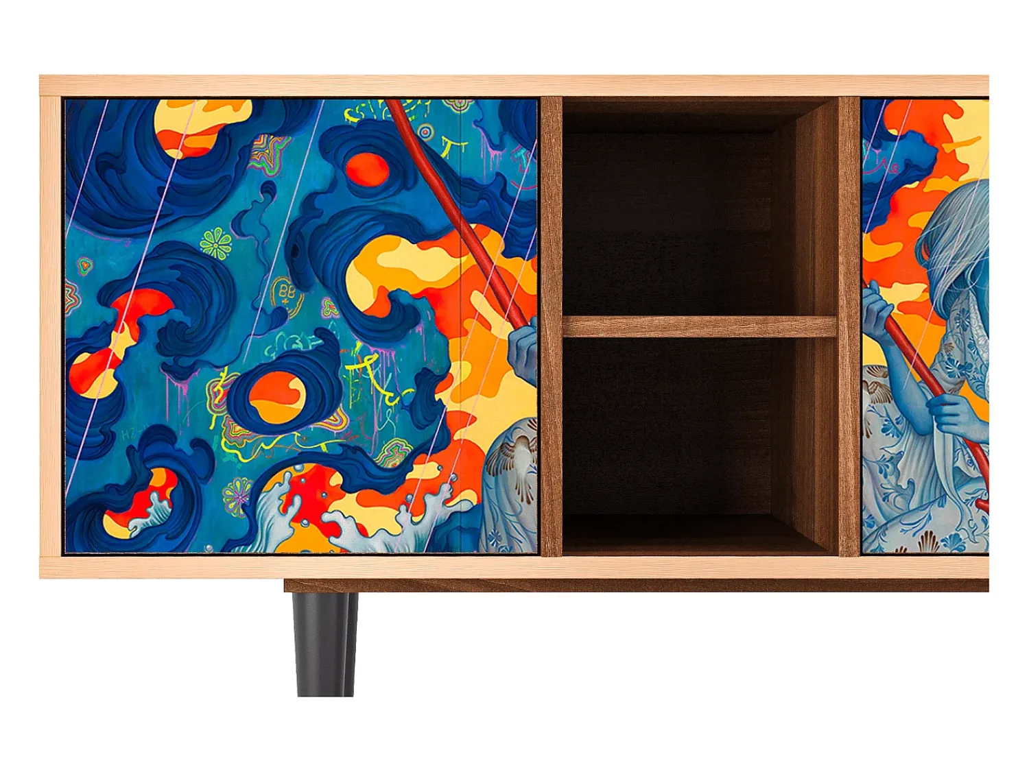 Clearance Mueble de TV - 150х69х41 cm - T5 - The Girl - James Jean, Nogueira Castanho