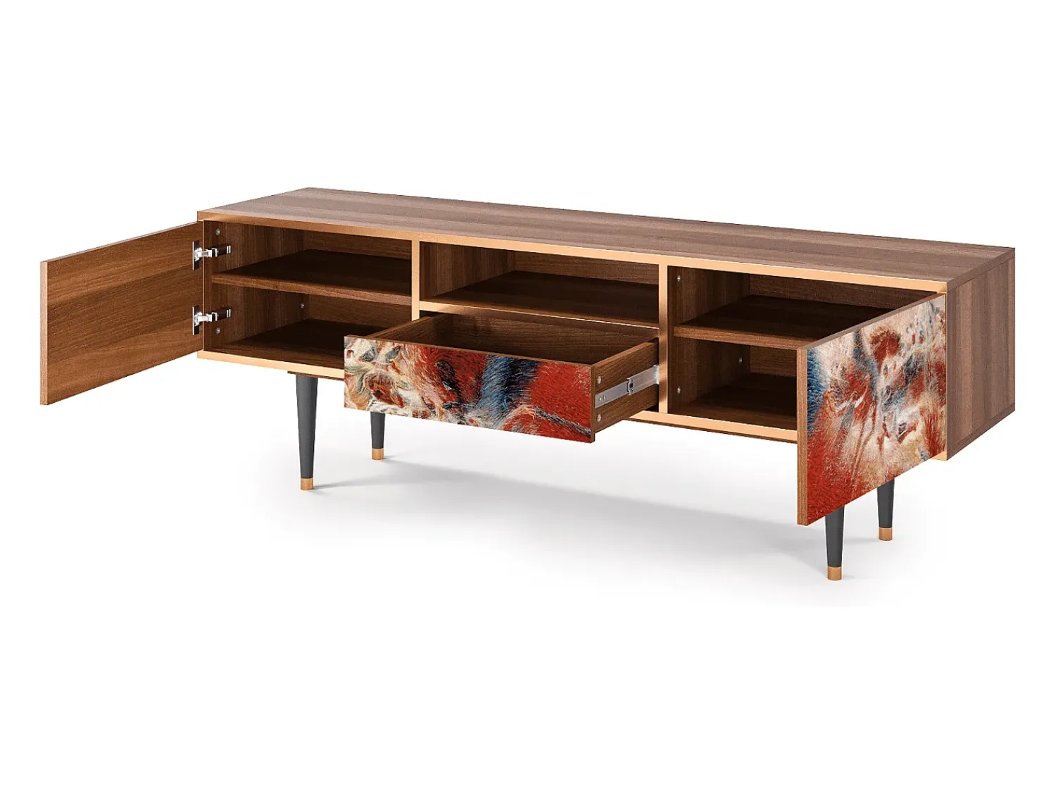 Móvel De Tv| Mueble de TV - 170х59х41 cm - T6 - The City Rises, Nogueira Castanho