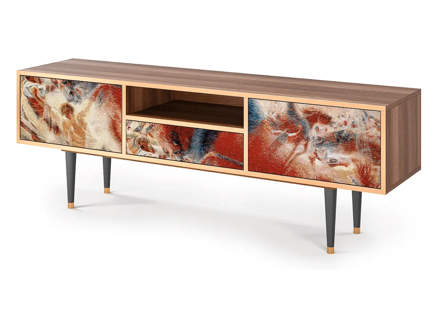 Móvel De Tv| Mueble de TV - 170х59х41 cm - T6 - The City Rises, Nogueira Castanho