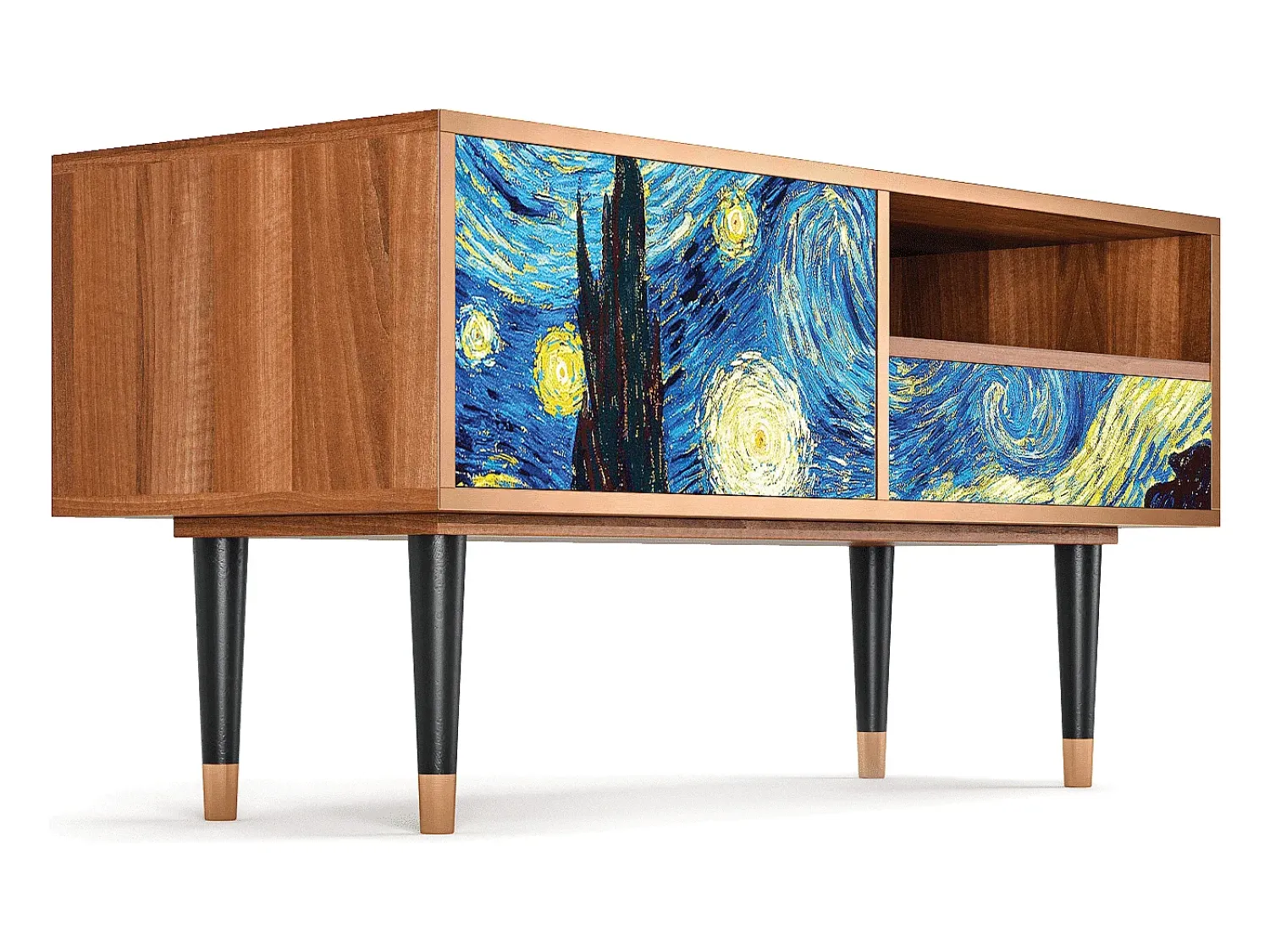 Best Mueble de TV - 115х59х48 cm - T3 - The Starry Night , Nogueira Castanho