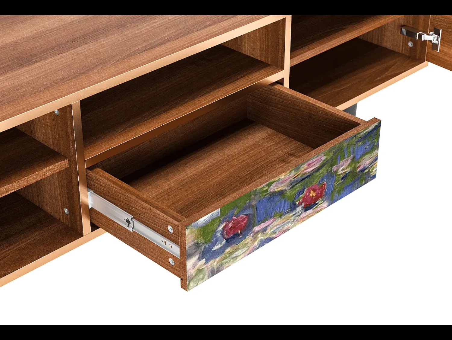 Móvel De Tv| Mueble de TV - 170х59х41 cm - T6 - The water lily pond , Nogueira Castanho