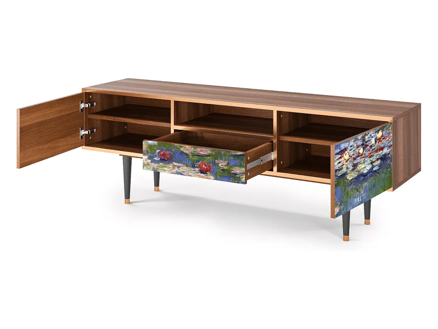 Móvel De Tv| Mueble de TV - 170х59х41 cm - T6 - The water lily pond , Nogueira Castanho