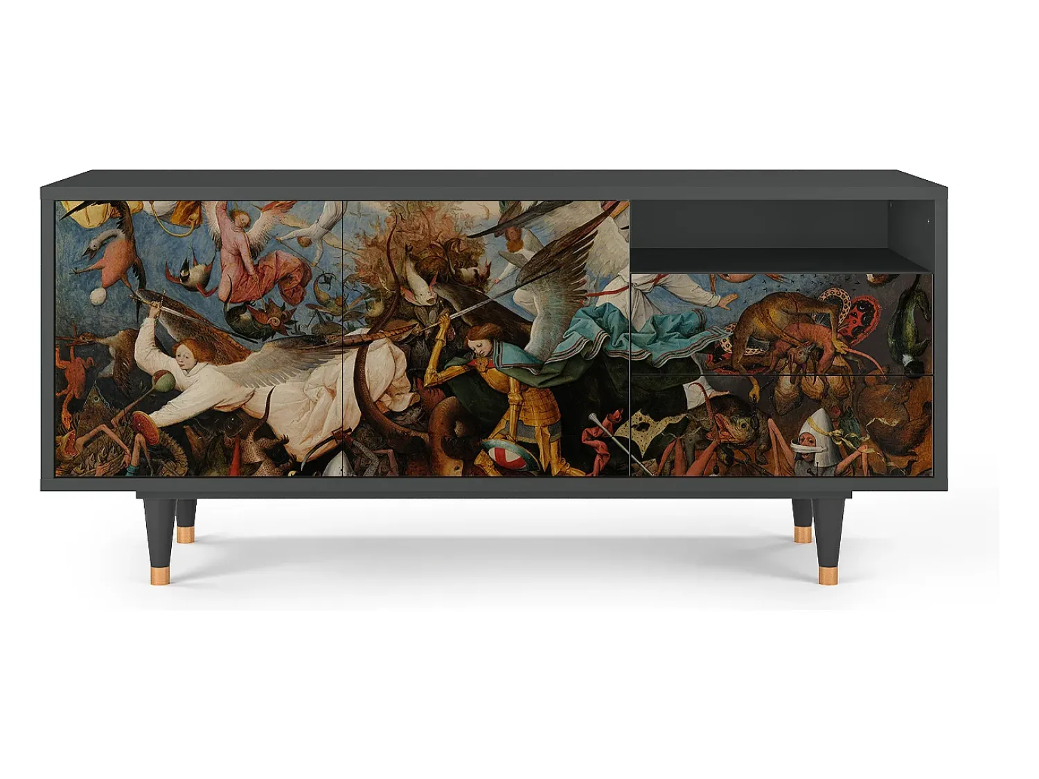 Móvel De Tv* Mueble de TV - 125х56х41 cm - T7 - The Fall, Antracite Cinza antracite
