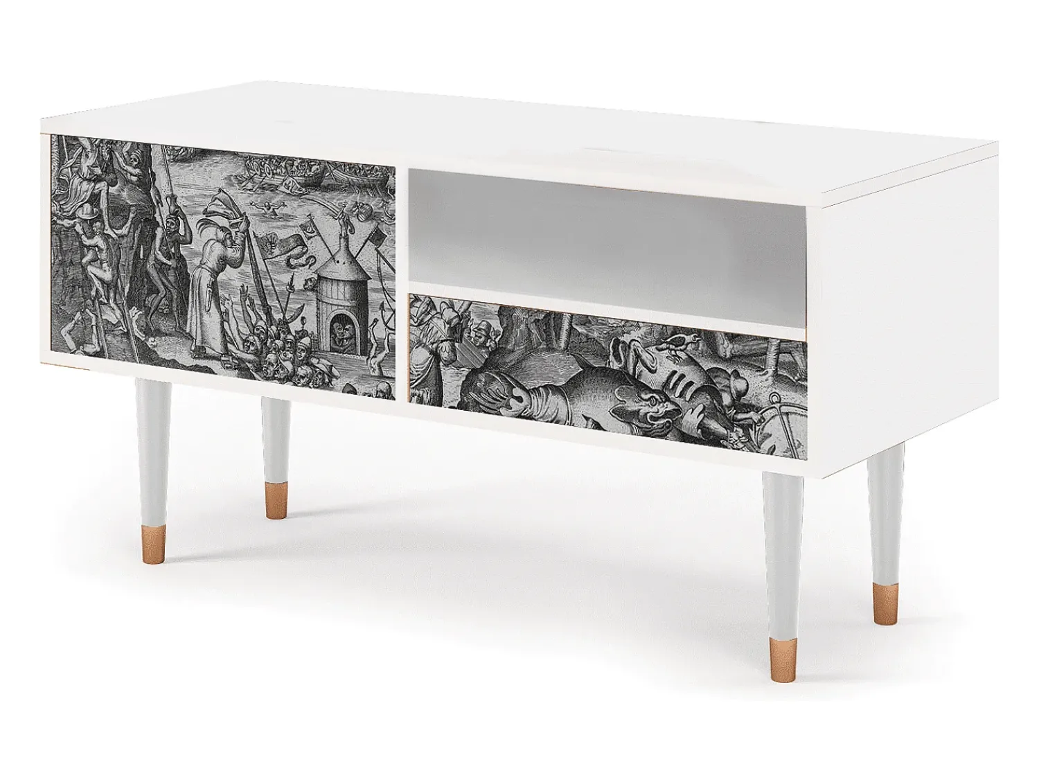 Mueble de TV - 115х59х48 cm - T3 - The Temptation, Branco^ Móvel De Tv
