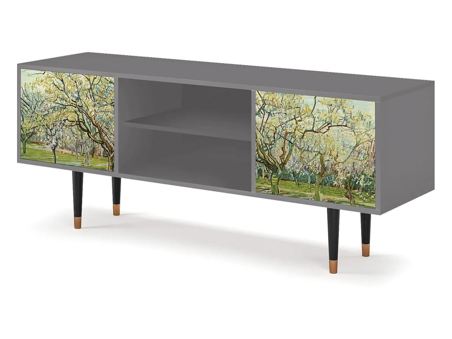 Móvel De Tv* Mueble de TV - 170х69х48 cm - T2 - The Branco Orchard, Cinza Cinzento