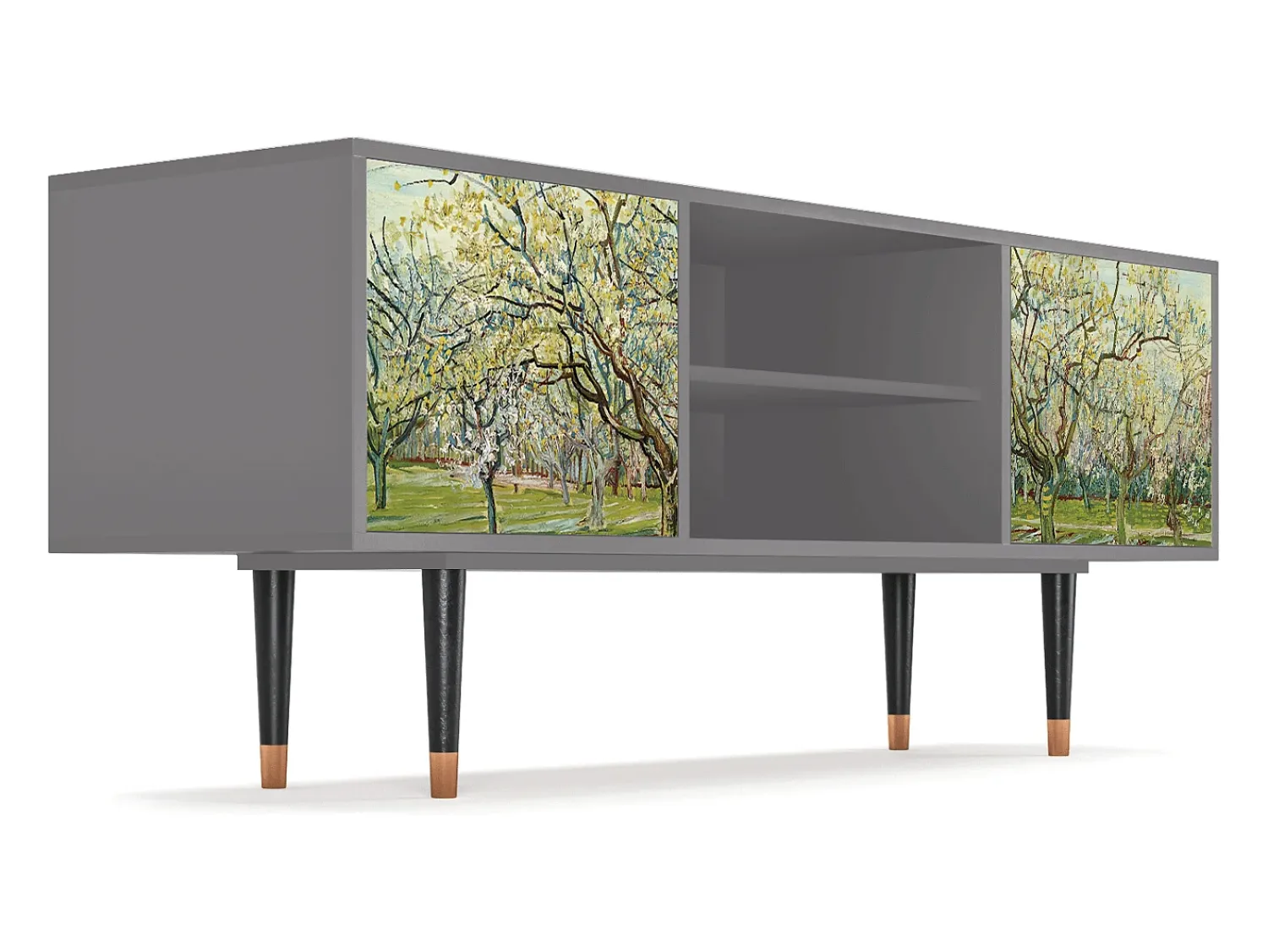 Móvel De Tv* Mueble de TV - 170х69х48 cm - T2 - The Branco Orchard, Cinza Cinzento
