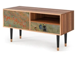 Móvel De Tv* Mueble de TV - 115х59х48 cm - T3 - The Poppy Field , Nogueira Castanho