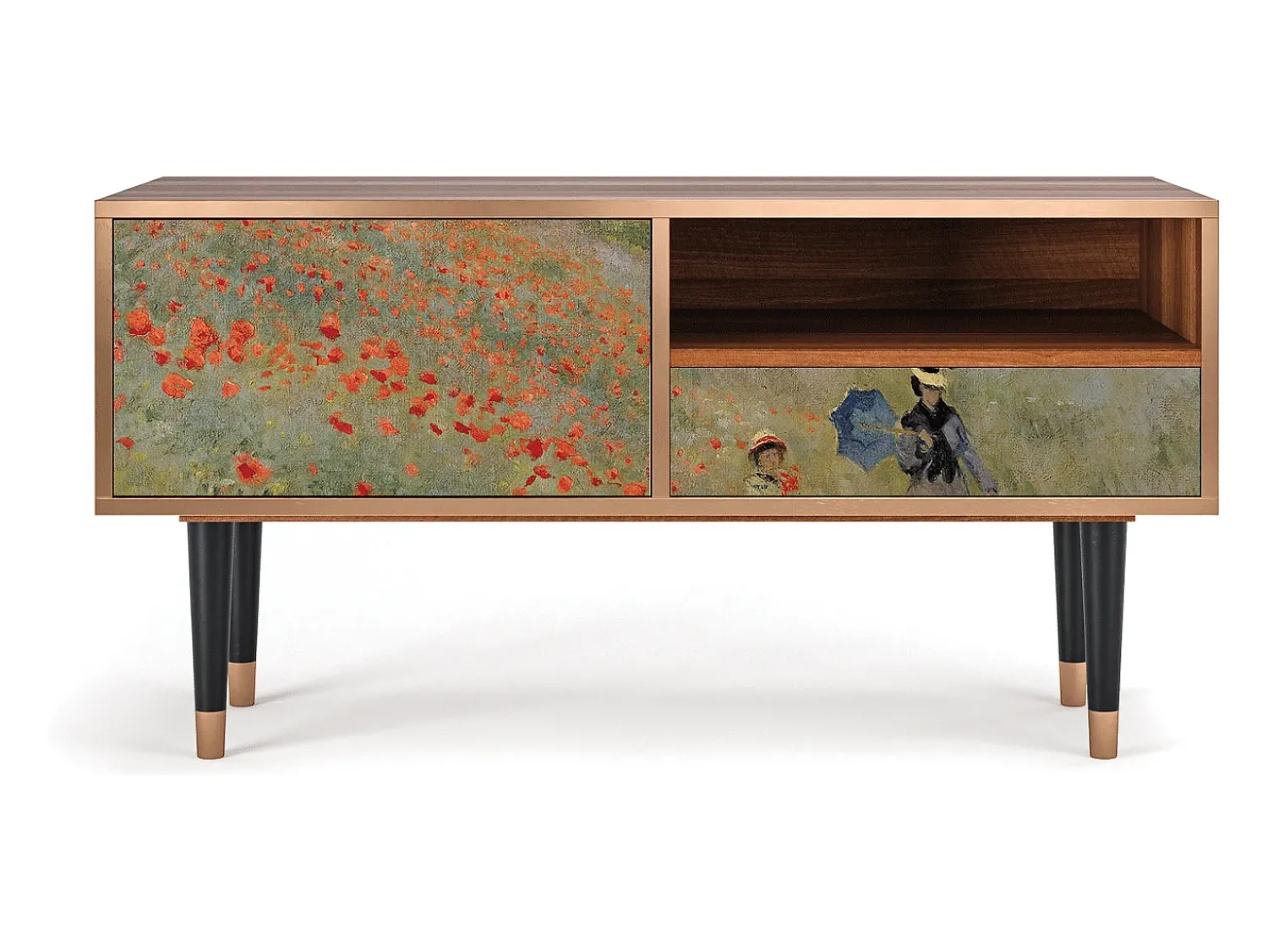 Móvel De Tv* Mueble de TV - 115х59х48 cm - T3 - The Poppy Field , Nogueira Castanho