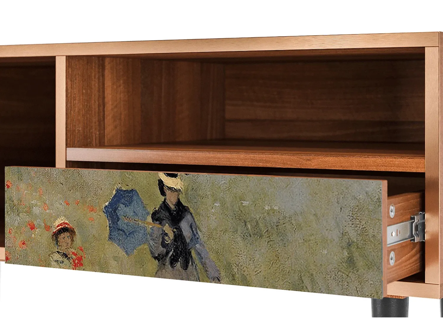 Móvel De Tv* Mueble de TV - 115х59х48 cm - T3 - The Poppy Field , Nogueira Castanho