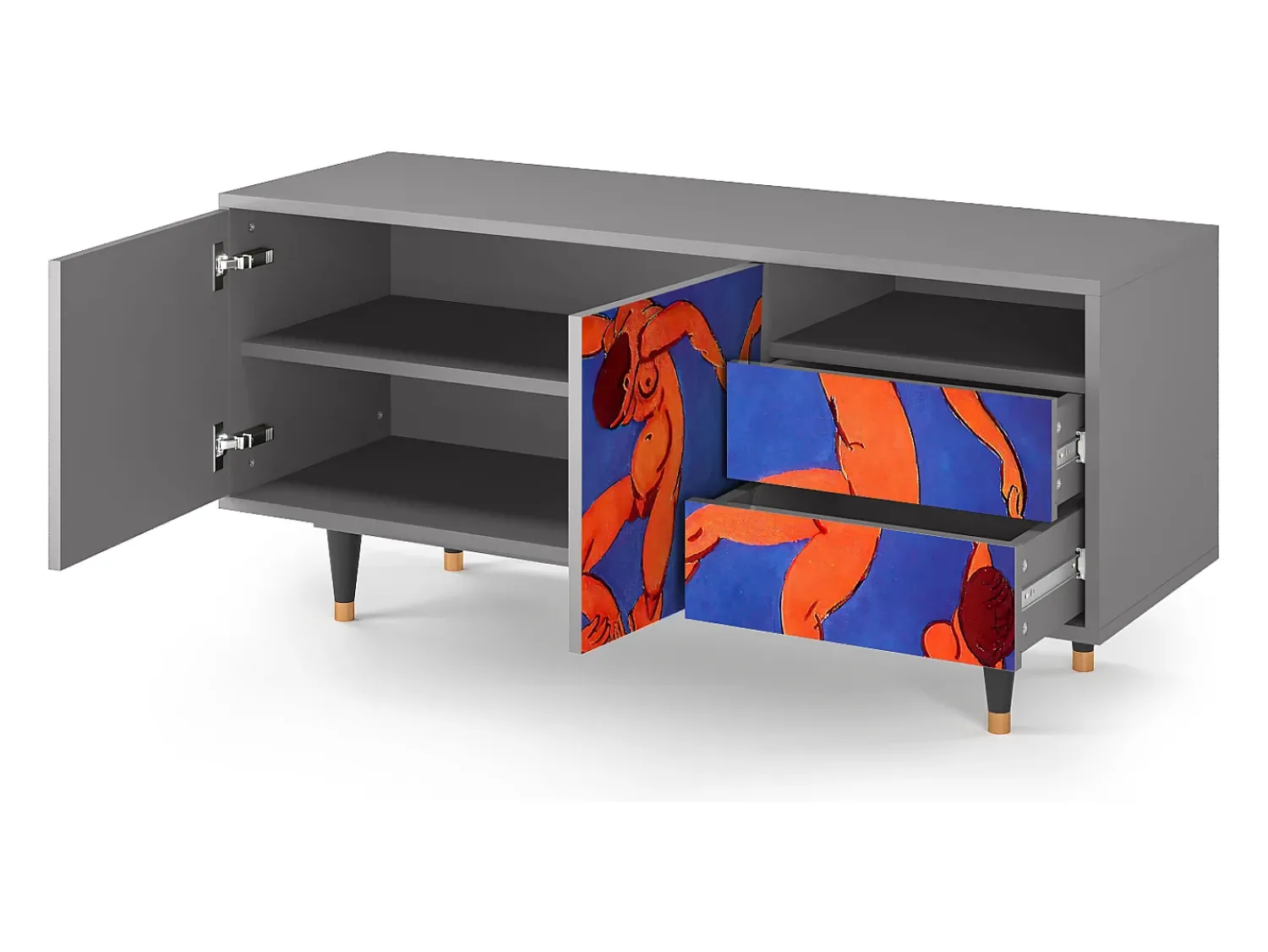 Clearance Mueble de TV - 125х56х41 cm - T7 - The Dance by Matisse , Cinza Cinzento