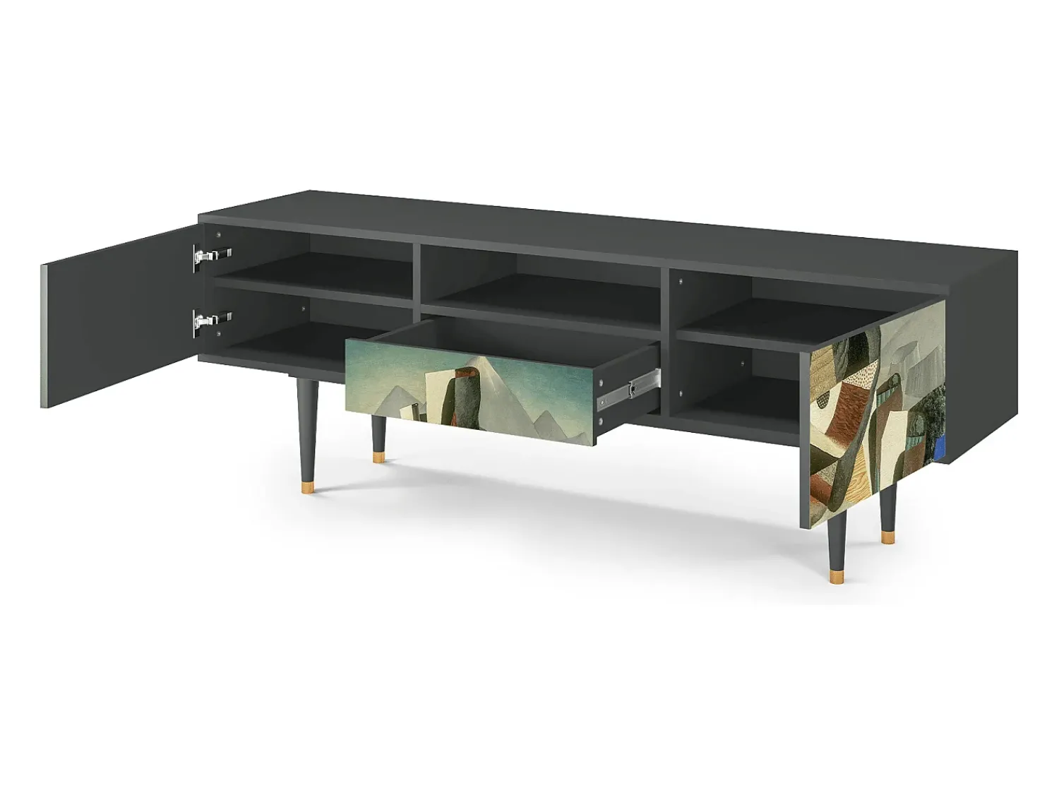 Mueble de TV - 170х59х41 cm - T6 - The Cubist Paintings , Antracite^ Móvel De Tv
