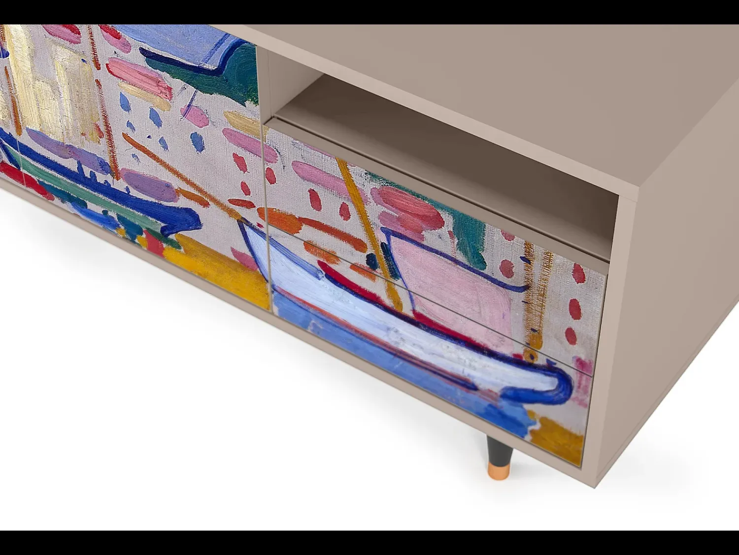 Móvel De Tv* Mueble de TV - 125х56х41 cm - T7 - The Port of Collioure , Latte Bege