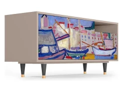 Móvel De Tv* Mueble de TV - 125х56х41 cm - T7 - The Port of Collioure , Latte Bege