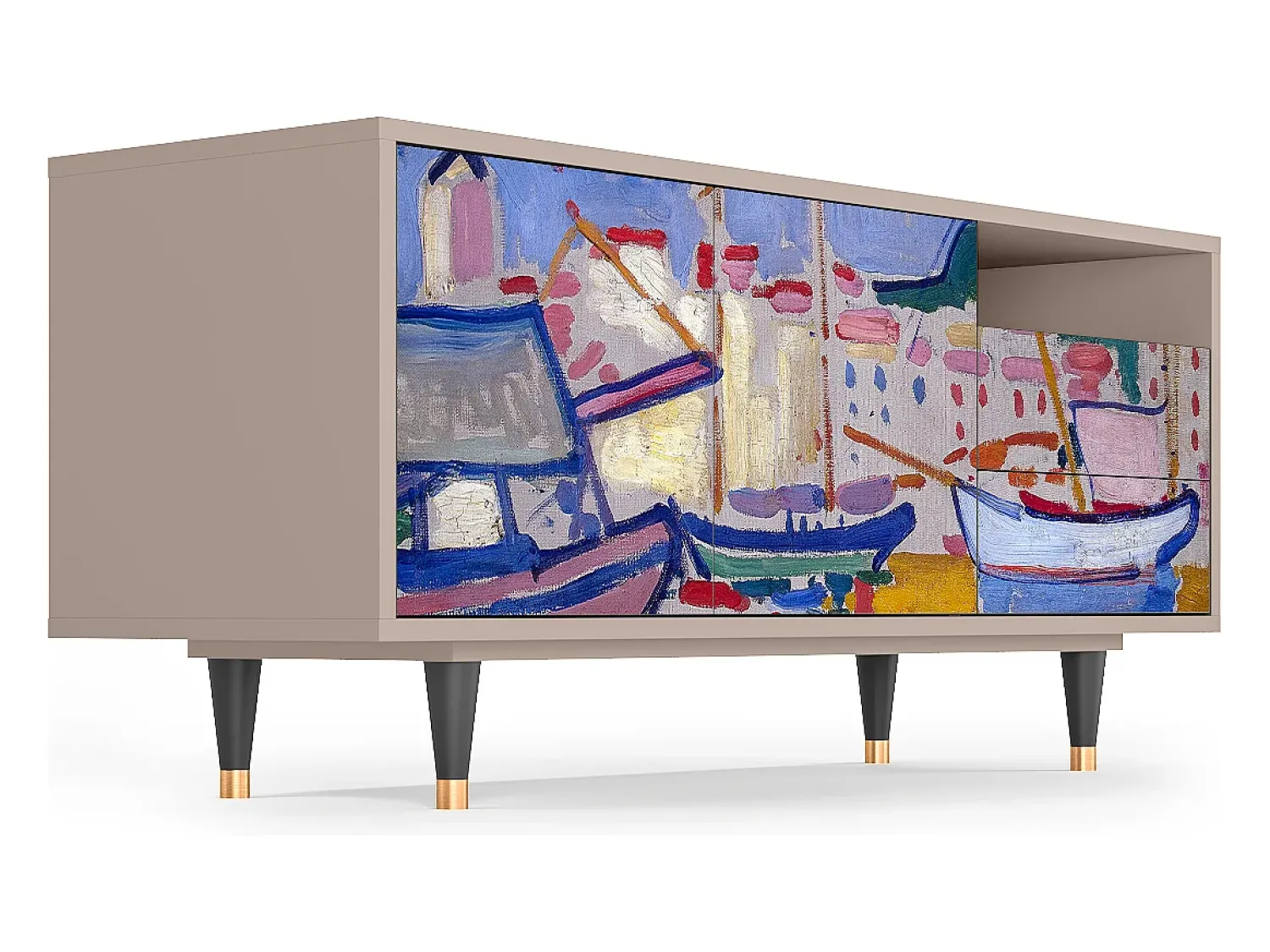 Móvel De Tv* Mueble de TV - 125х56х41 cm - T7 - The Port of Collioure , Latte Bege