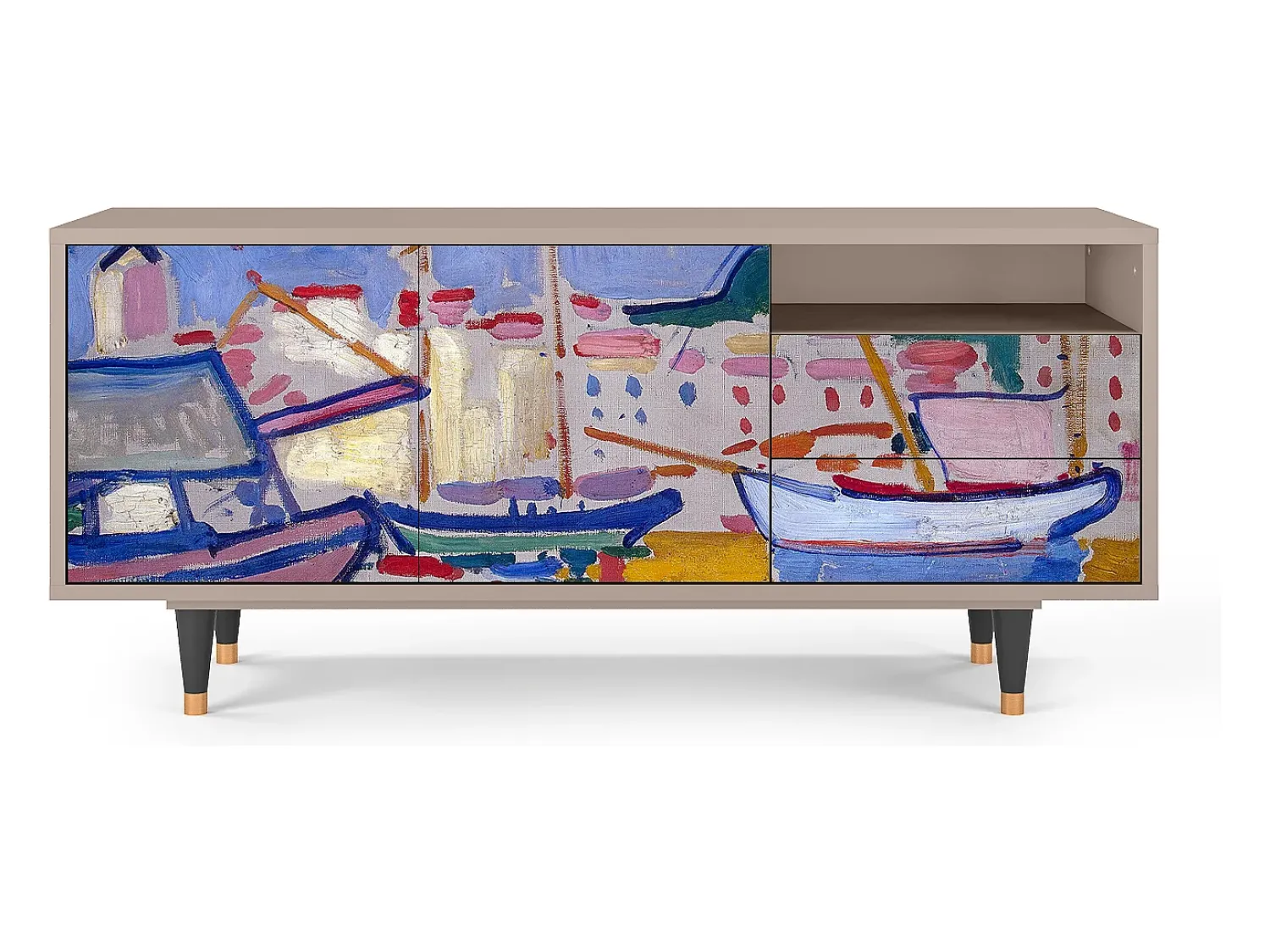 Móvel De Tv* Mueble de TV - 125х56х41 cm - T7 - The Port of Collioure , Latte Bege